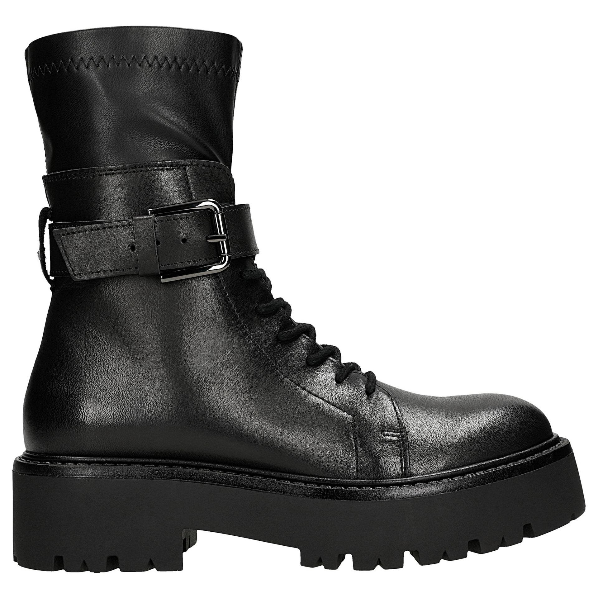 Botine negre damă cu carâmb elastic