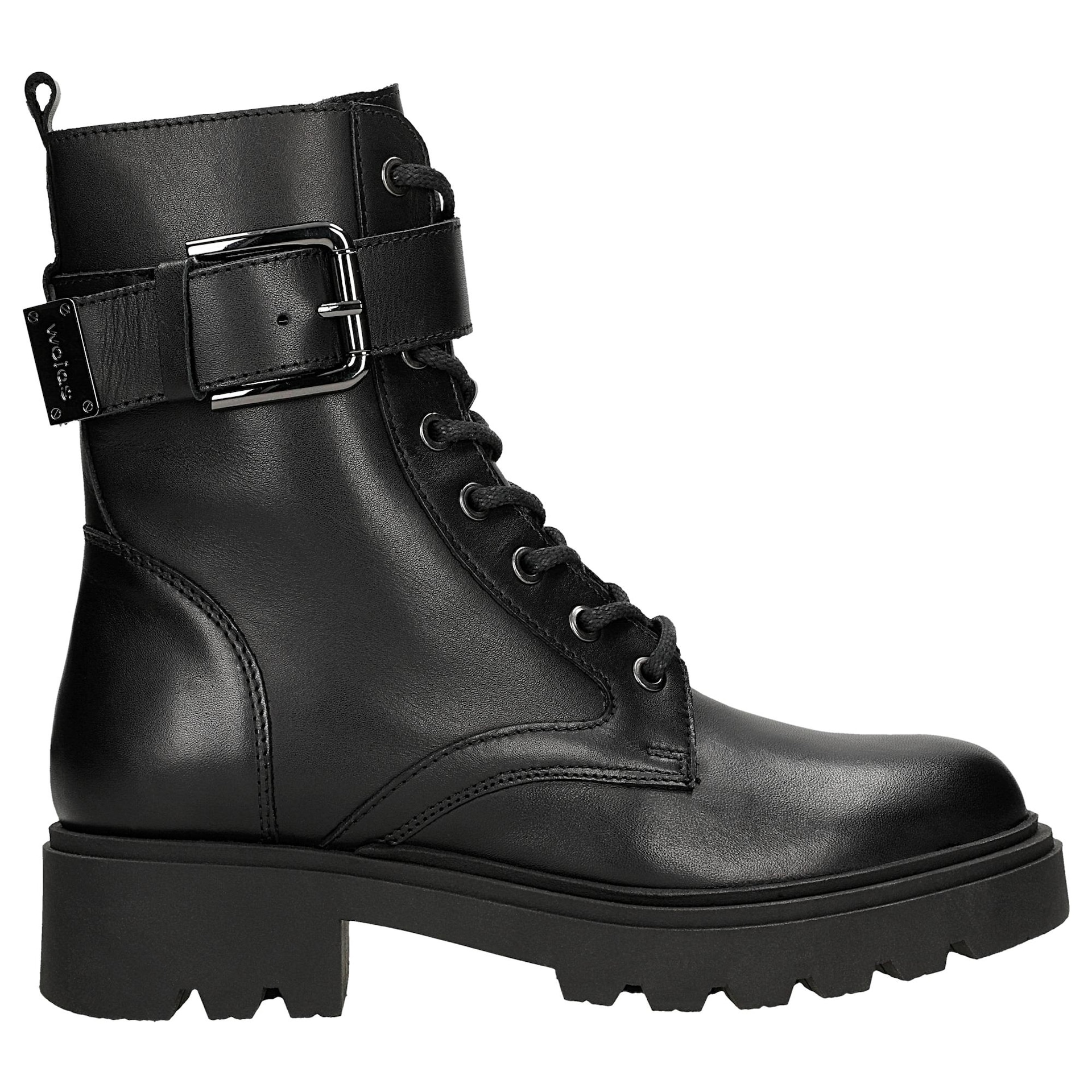Botine negre damă din piele naturală netedă