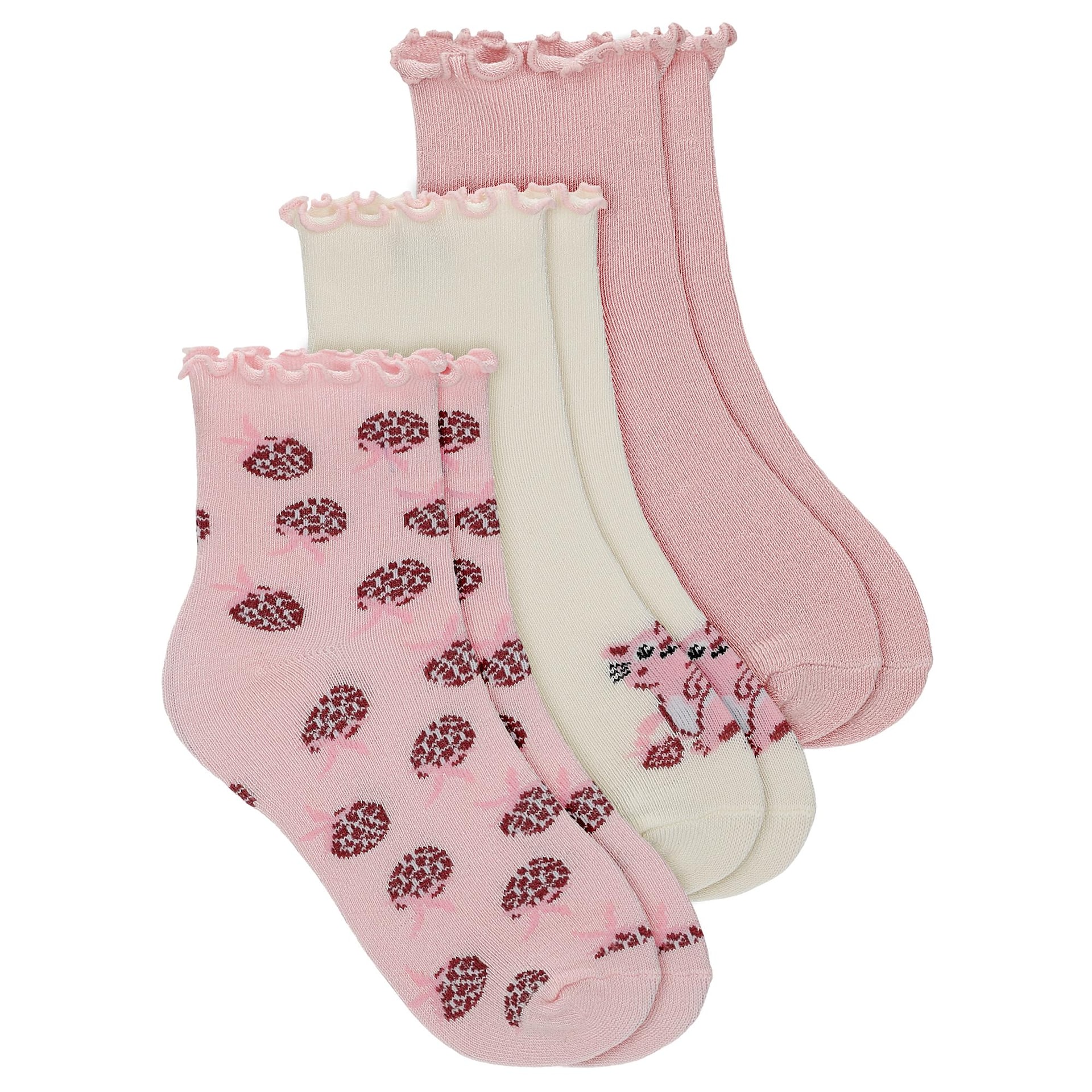 Șosete roz pentru copii cu model căpșună, set 3 perechi BARTEK 85707-45
