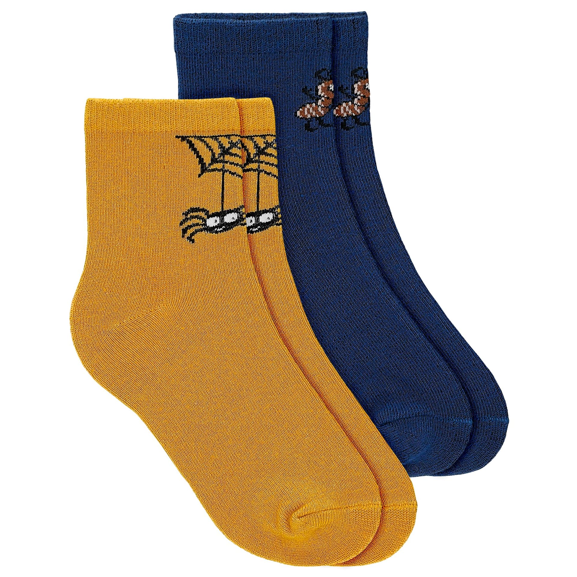 Set 2 perechi șosete băiețel bleumarin și portocaliu cu insecte BARTEK 85704-48