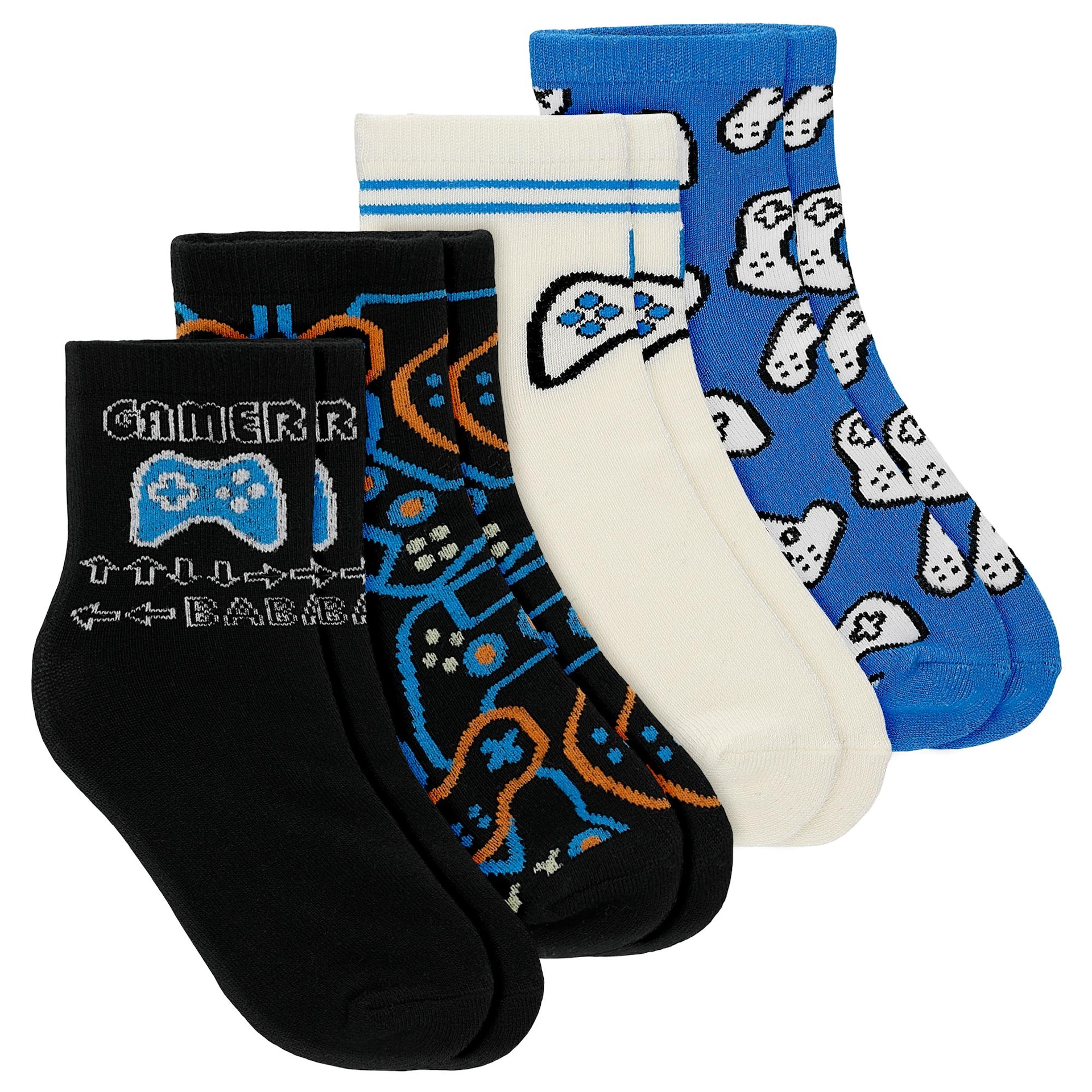 Set de șosete pentru copii cu motiv gaming - pachet de 4 perechi 85703-46
