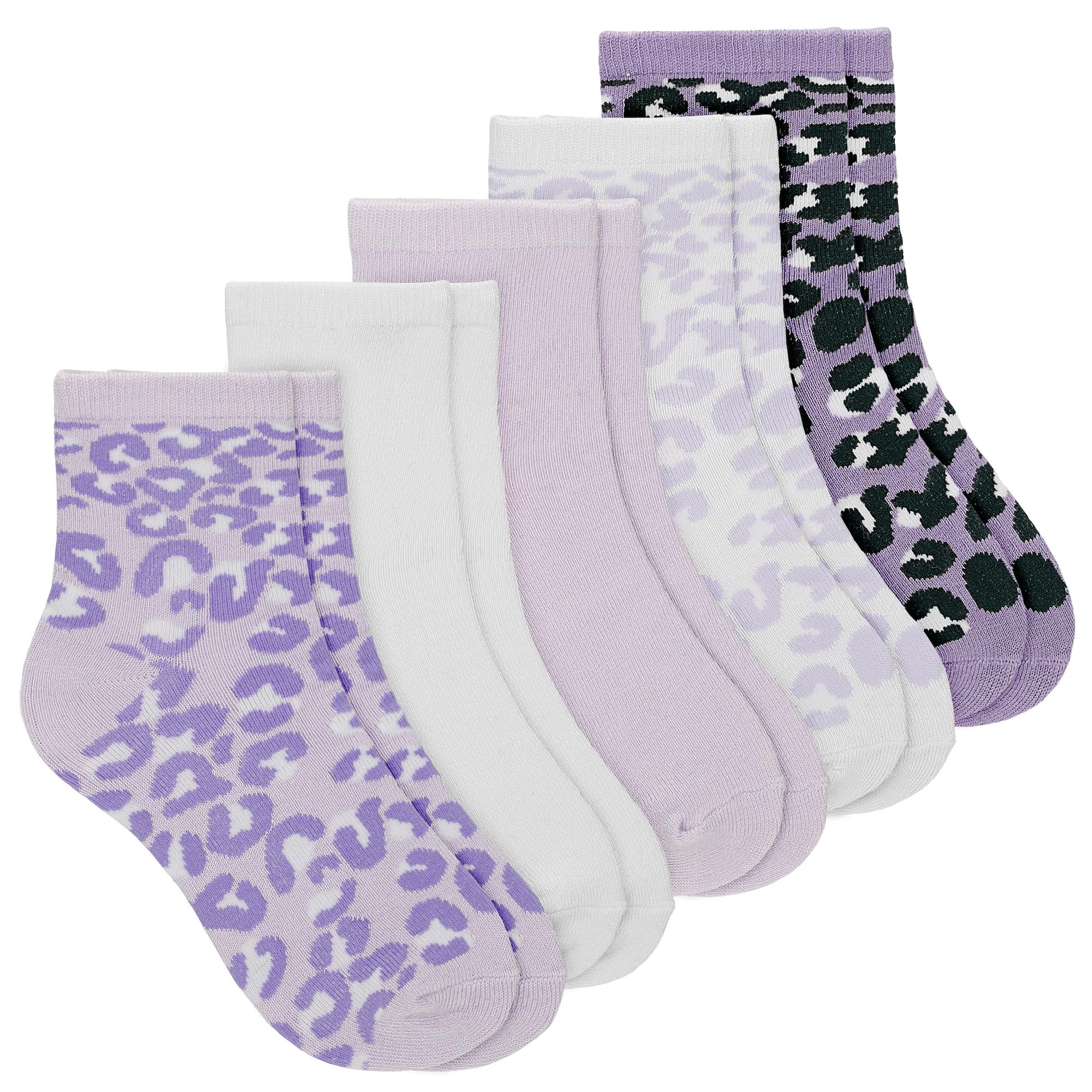 Set 5 perechi șosete fete violet-alb cu model leopard BARTEK 85708-46