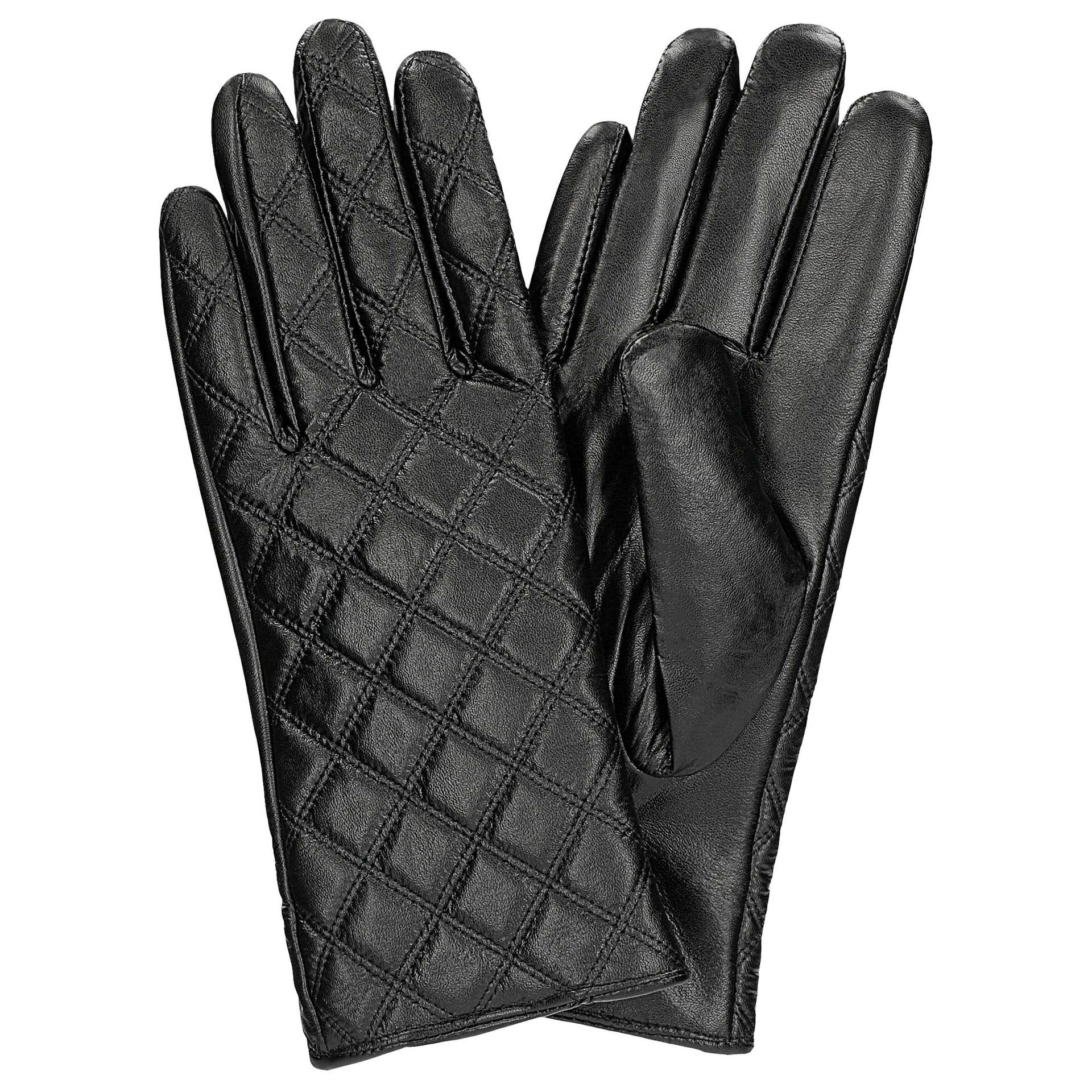 Mănuşi din piele negre matlasate
