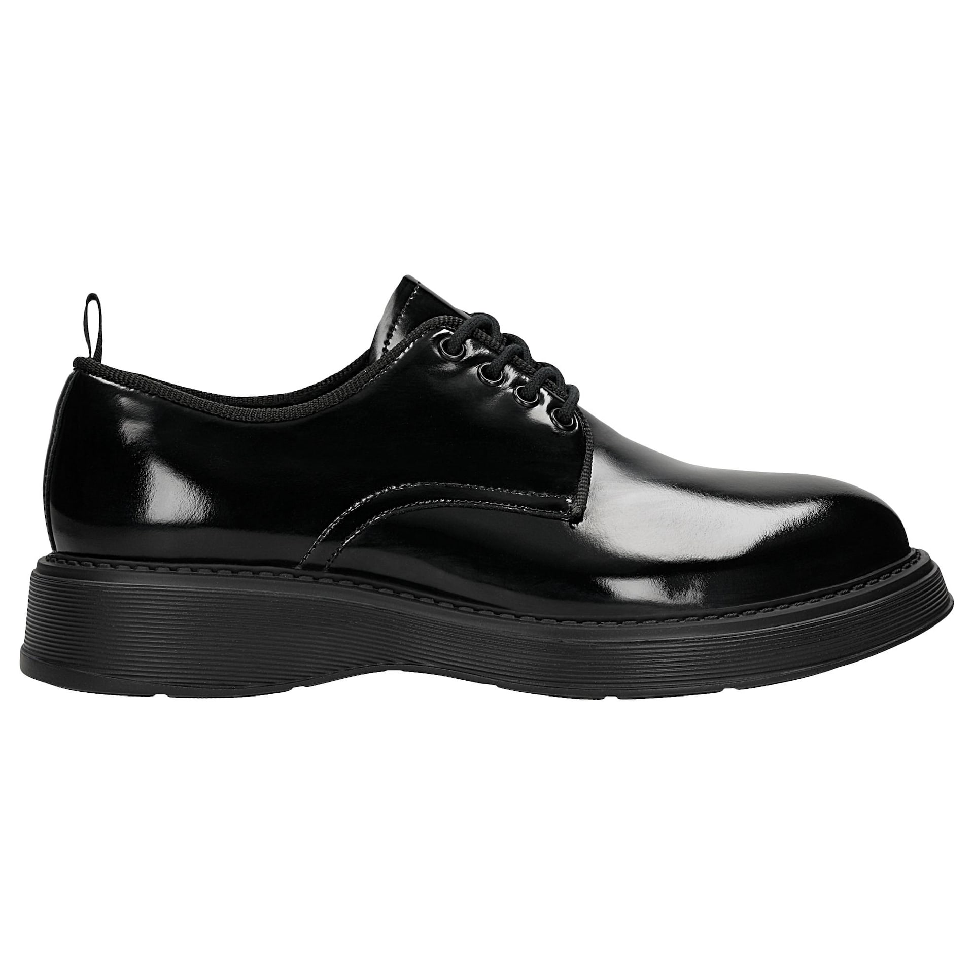 Pantofi oxford bărbați din piele lăcuită neagră