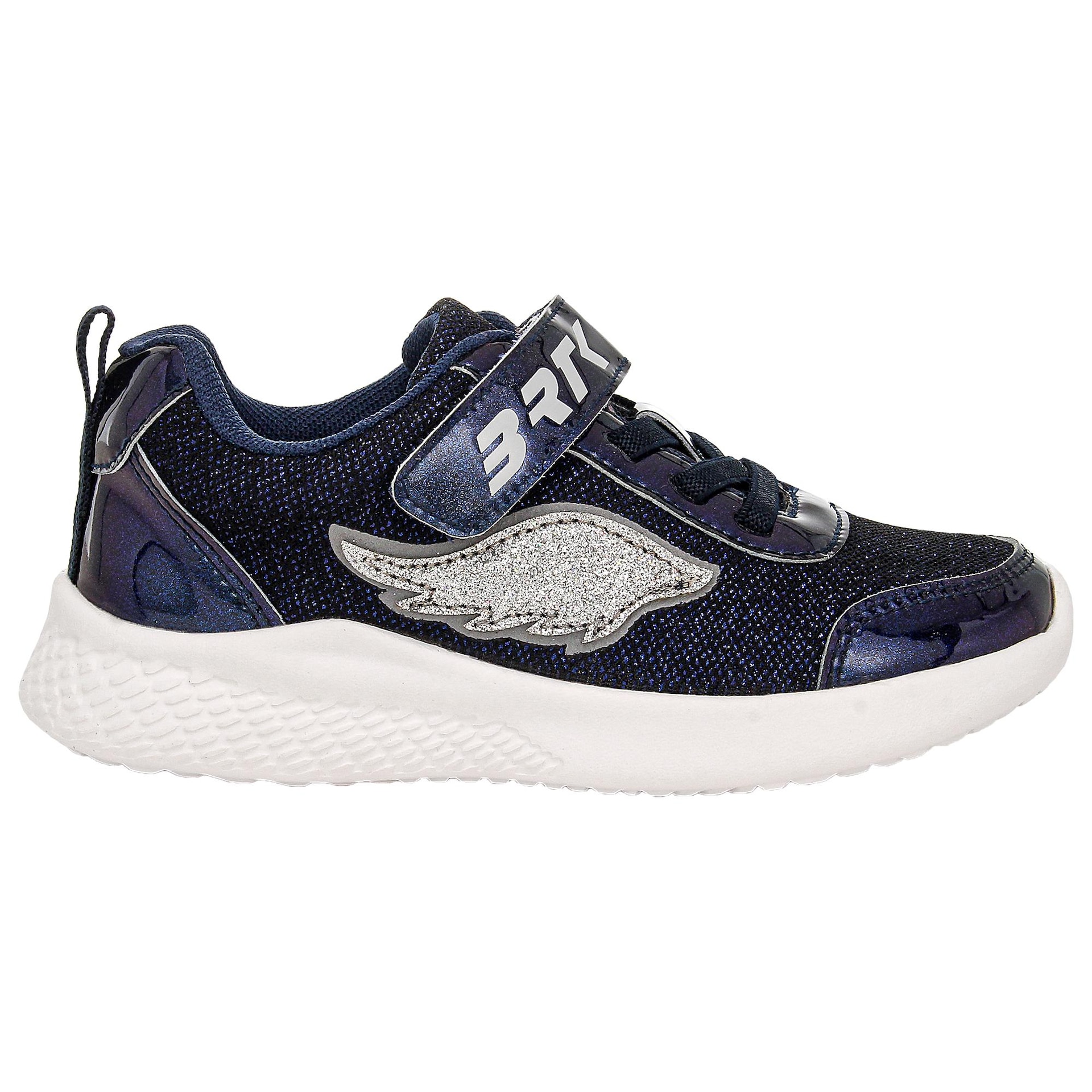 Sneakers bleumarin cu sclipici și aplicație aripi argintii BARTEK 87004-16