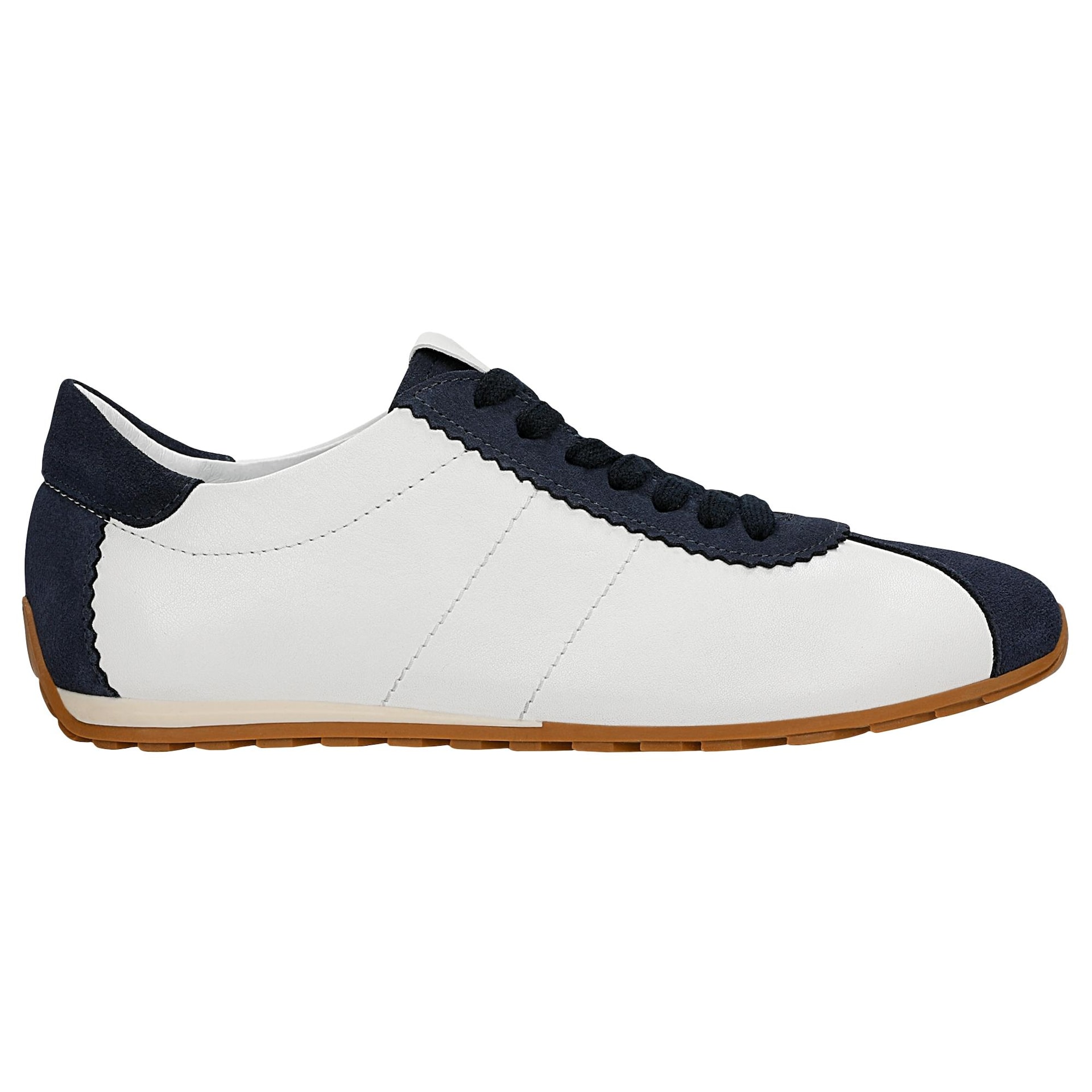 Sneakers damă albi cu insertii bleumarin