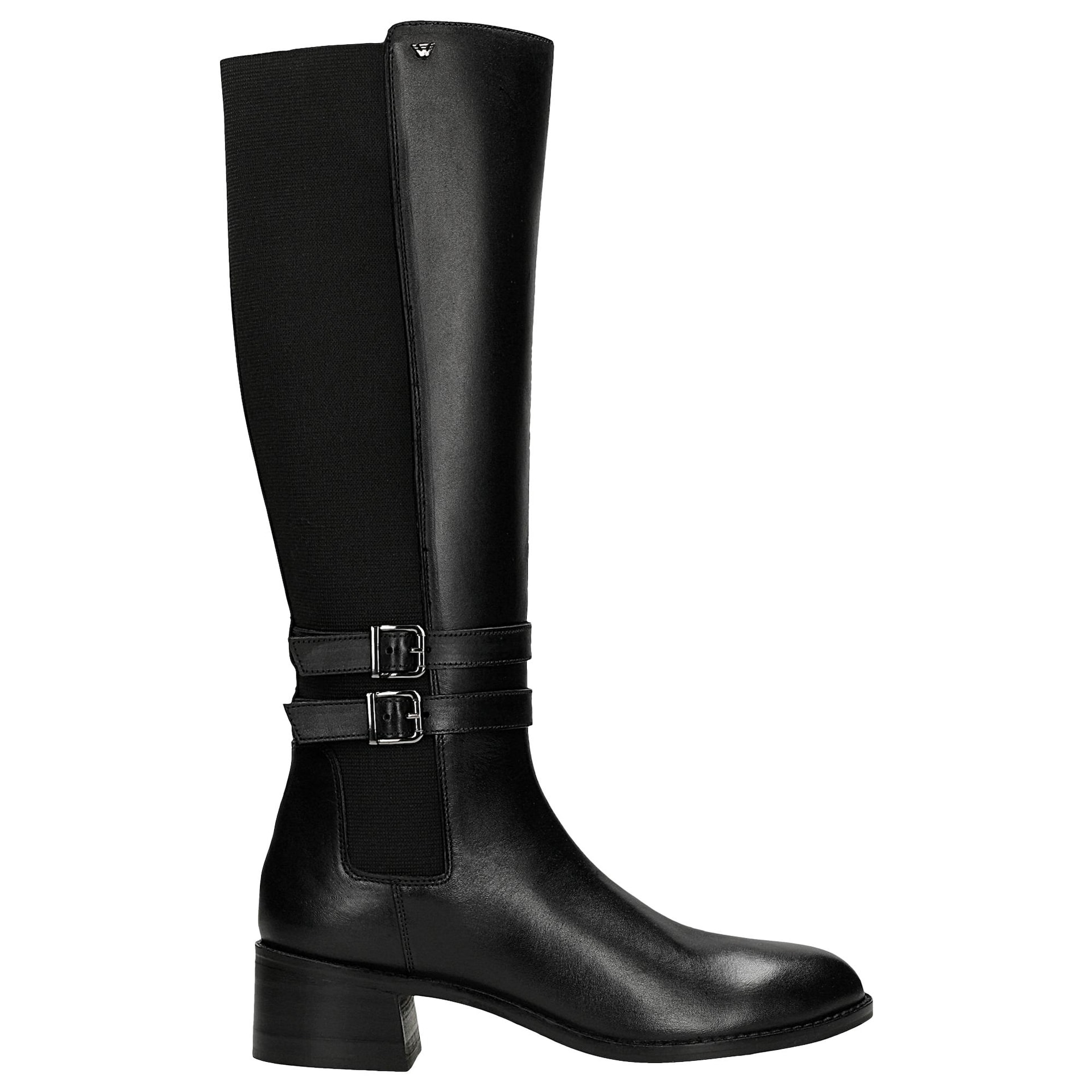 Cizme negre din piele cu catarame decorative