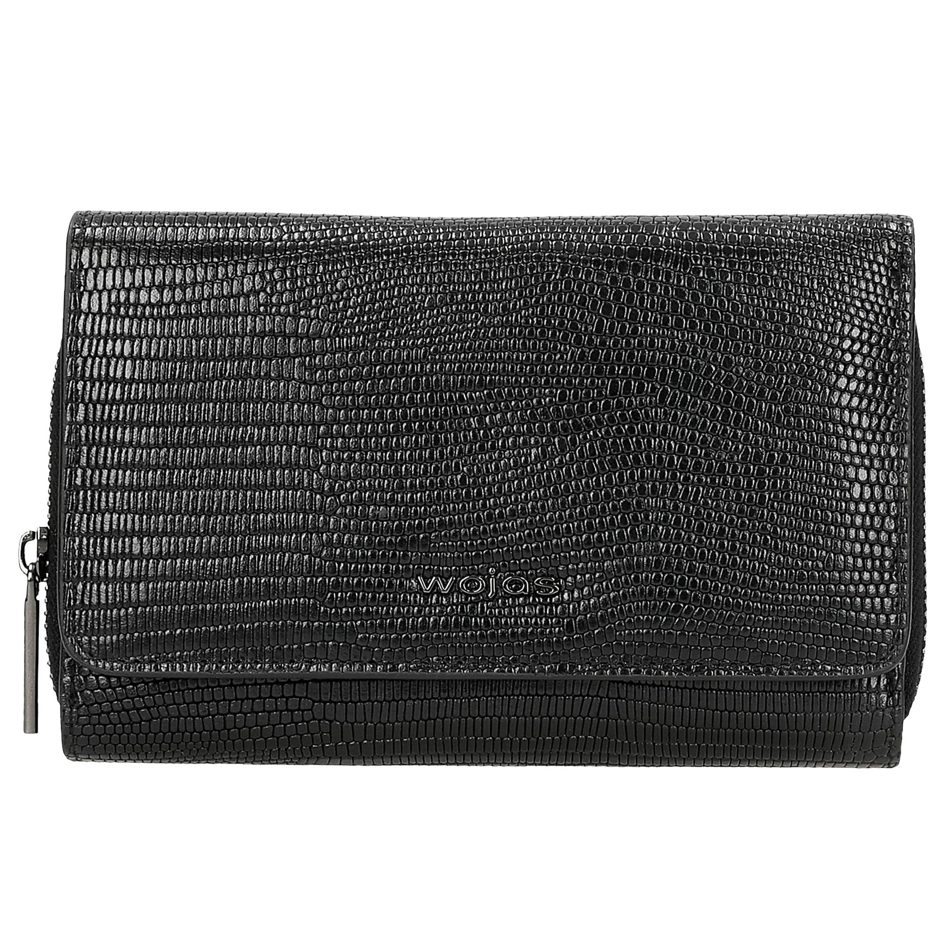 Portofel negru din piele cu relief decorativ damă