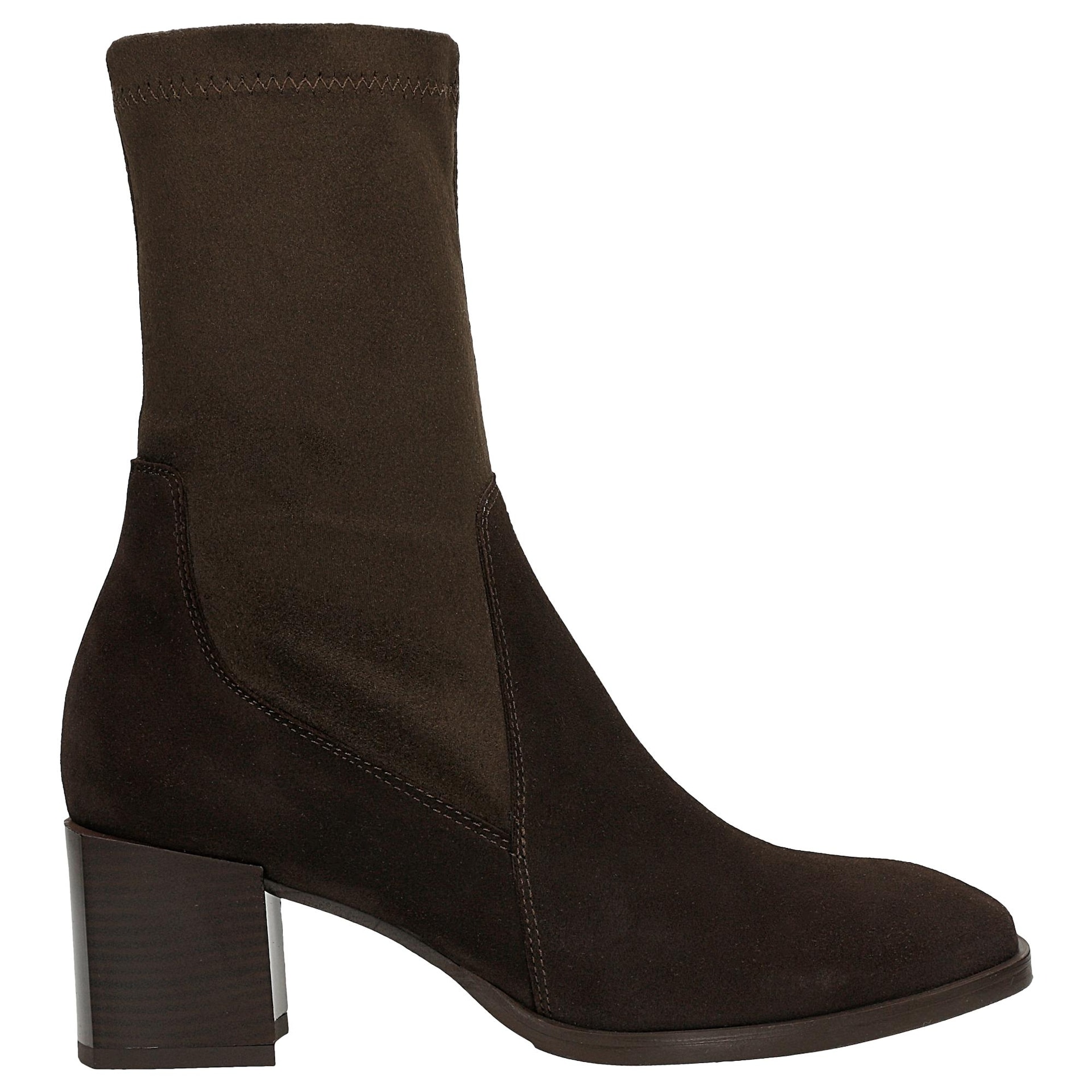 Botine tip șosetă maro cu fermoar