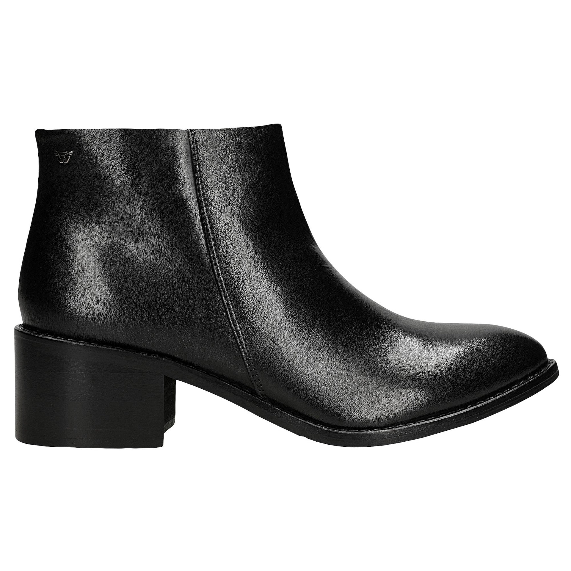 Botine damă negre din piele cu carâmb scurt