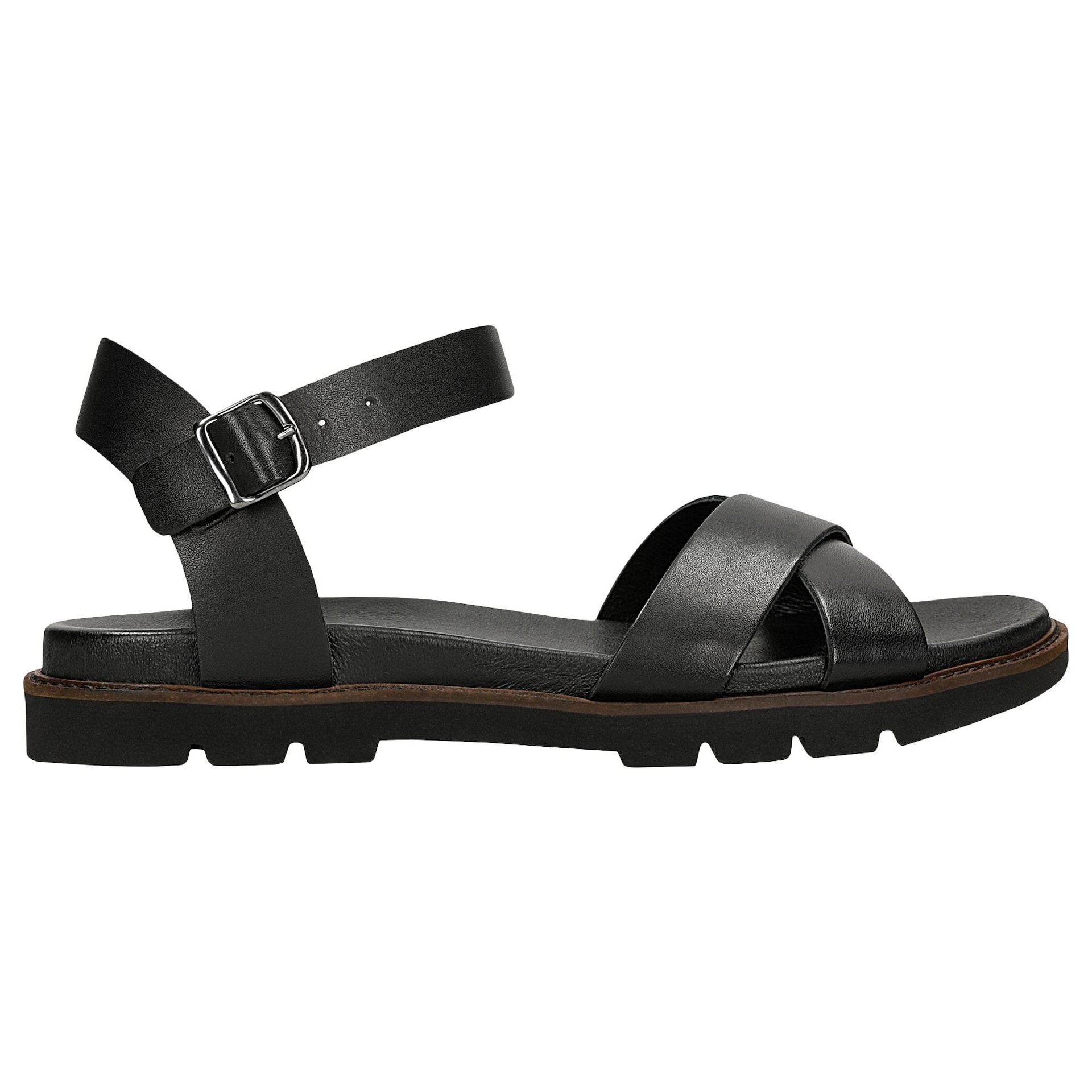 Sandale negre damă din piele naturală netedă