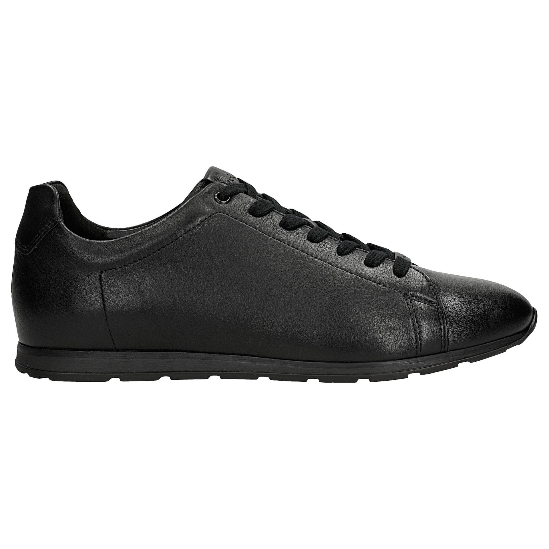 Sneakers negri bărbați din piele naturală netedă
