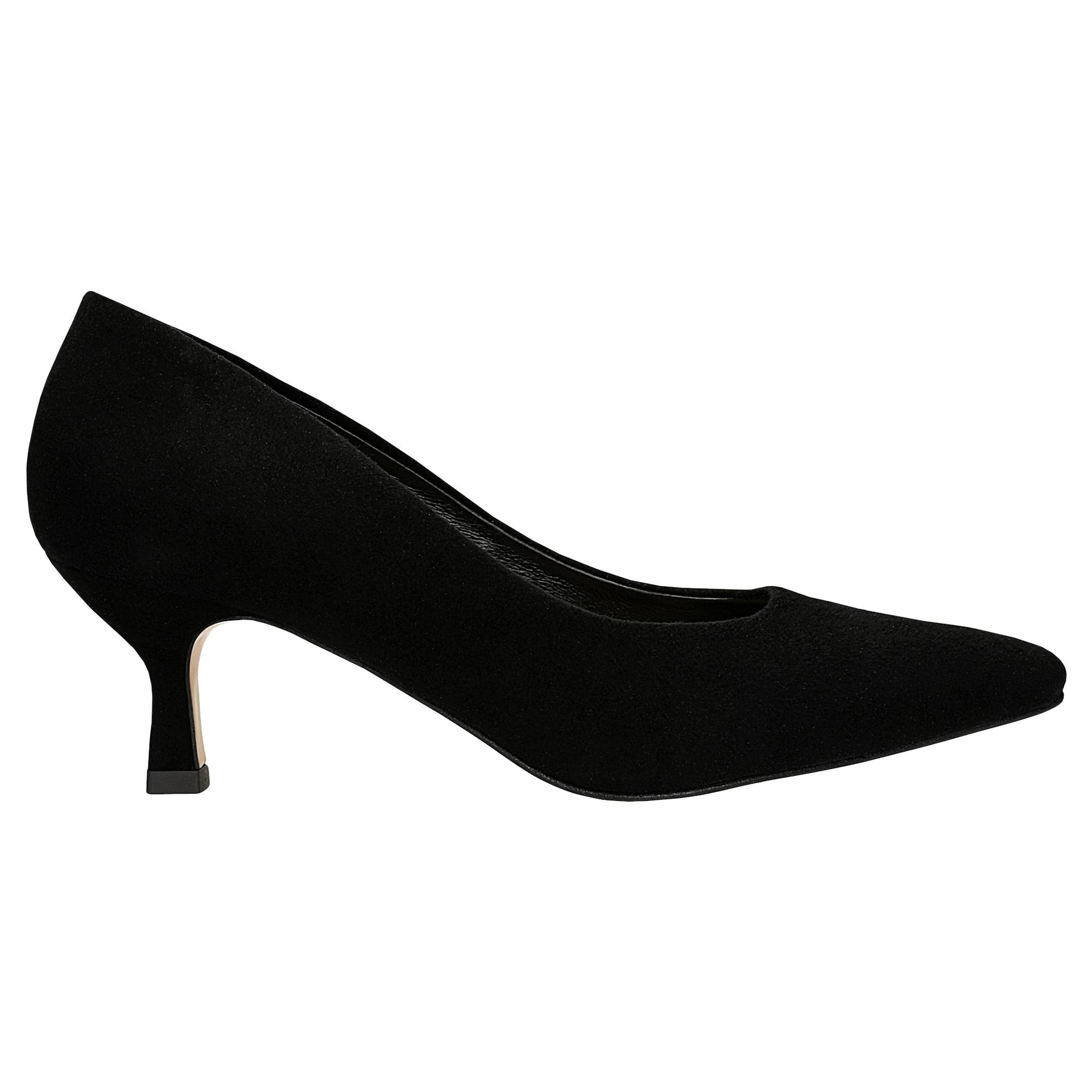 Pantofi cu toc cui jos din piele întoarsă, negri