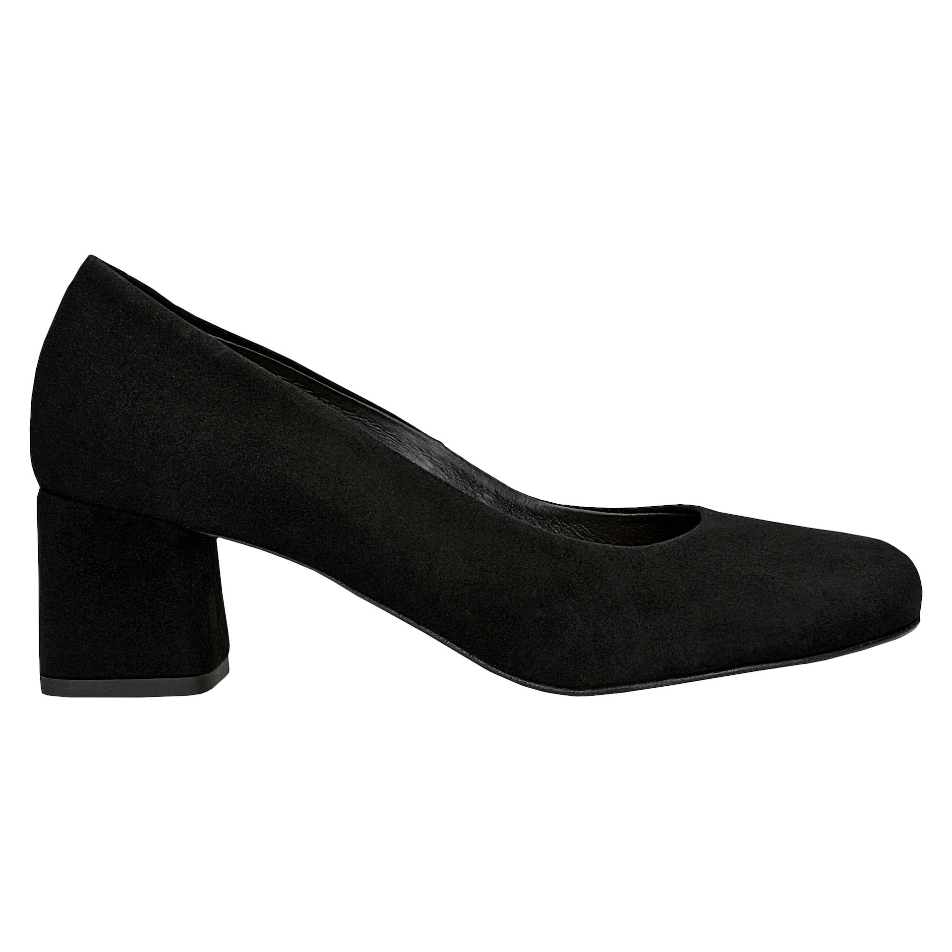 Pantofi damă din piele întoarsă, negri, cu toc