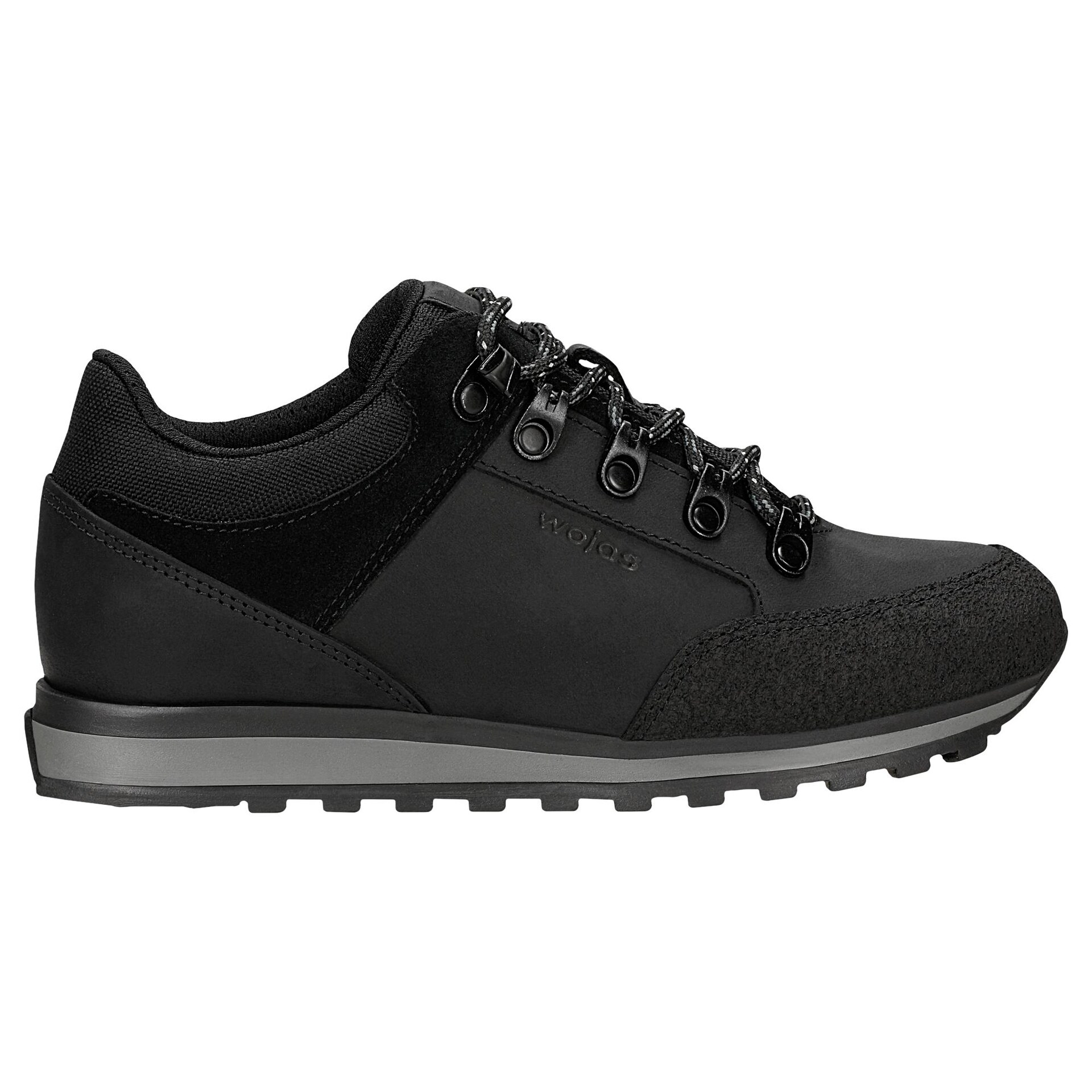 Pantofi de drumeție joși damă, negri, din piele crazy horse și material textil