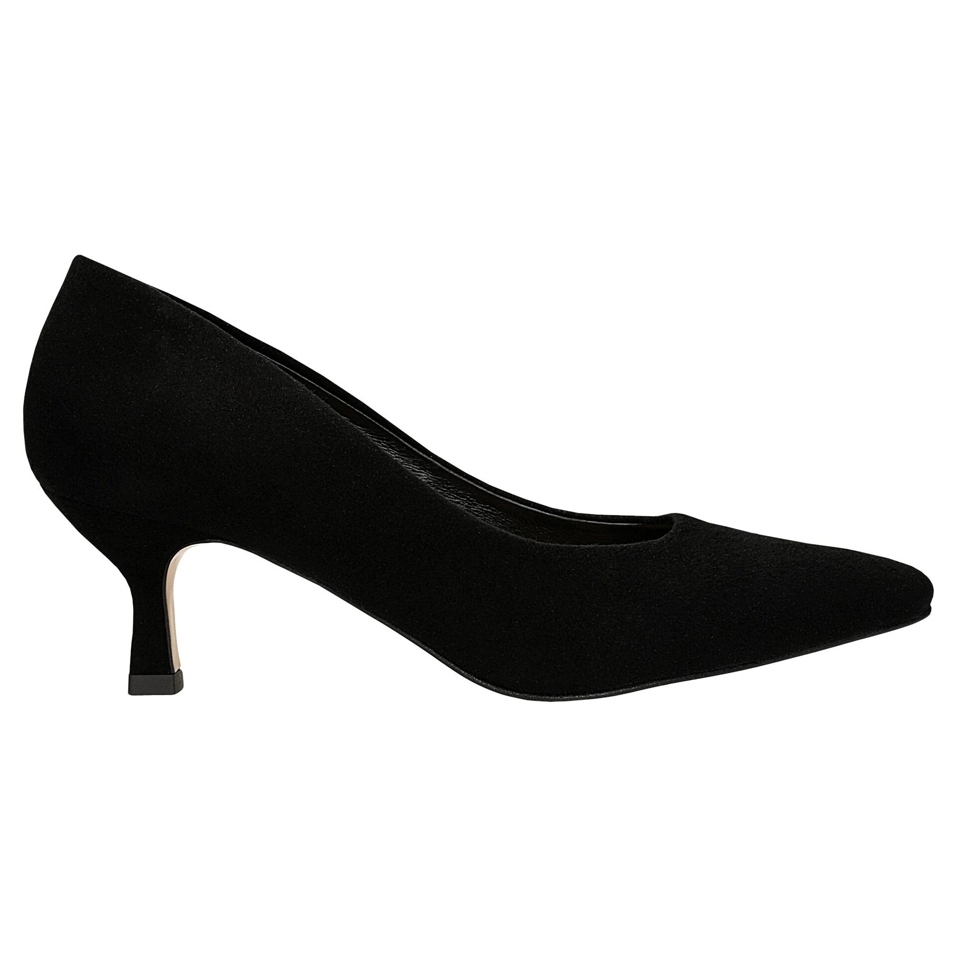 Pantofi cu toc cui jos din piele întoarsă, negri