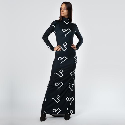 Czarna sukienka maxi w monogram PILAWSKI K350002-81