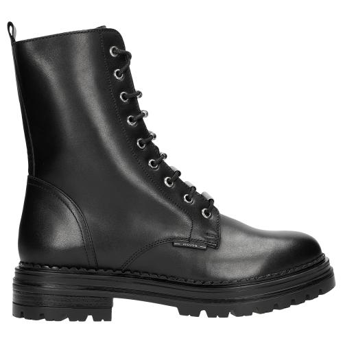 Jesenné kožené členkové topánky v čiernej farbe 64069-51