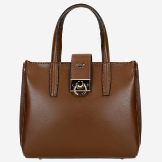 Geantă elegantă maro-închis tip cufăr damă