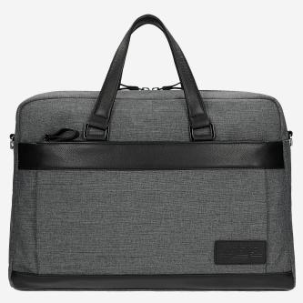 Popolavo-čierna taška na laptop s kožnými prvkami RELAKS