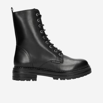 Jesenné kožené členkové topánky v čiernej farbe 64069-51