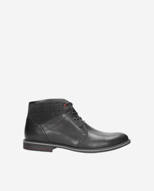 Černé pánské kotníkové boty s velurovou vsadkou 8213-71