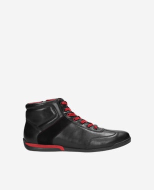 Šněrovací kotníkové boty s červenými detaily 9165-71