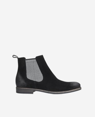 Černé pánské kotníkové boty s kostkovaným vzorem 9131-61