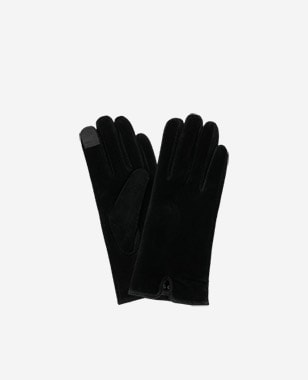 Czarne rękawiczki damskie z dwoiny welurowej 98115-61