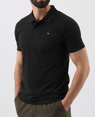 Czarna męska koszulka polo z krótkim rękawem 98008-81
