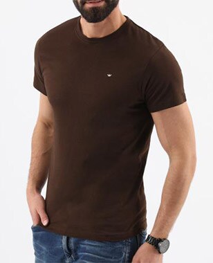 Koszulka męska z krótkim rękawem w kolorze brązowym 98010-82