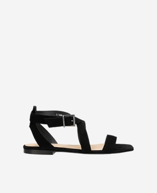 Elegantní dámské sandály z černé velurové kůže 76068-61