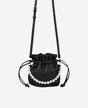 WJS czarna torebka damska z łańcuszkiem z perełkami WJS76053-51
