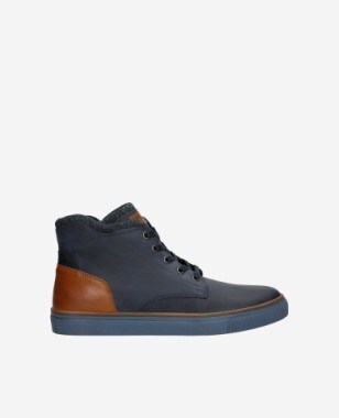 Modro-hnědé pánské kotníkové boty z hladké kůže 24037-56