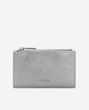 Srebrny portfel damski ze skóry licowej 91022-59