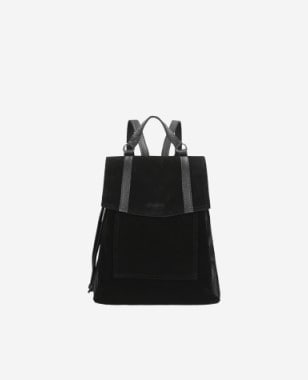 Městský batoh dámský z černé velurové kůže 80231-71
