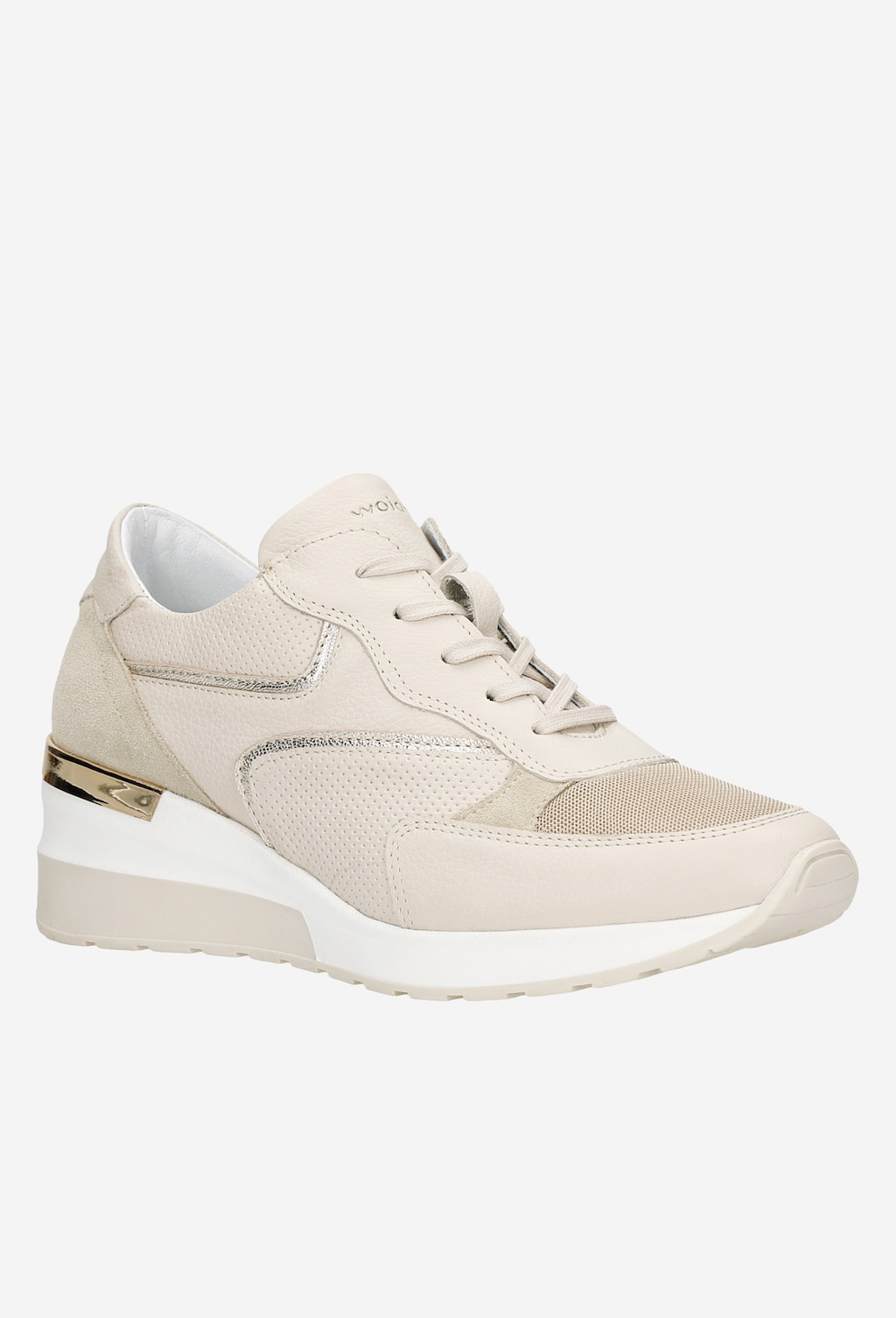 Béžové kožené polobotky dámské na klínku 46114-84 Widok 3