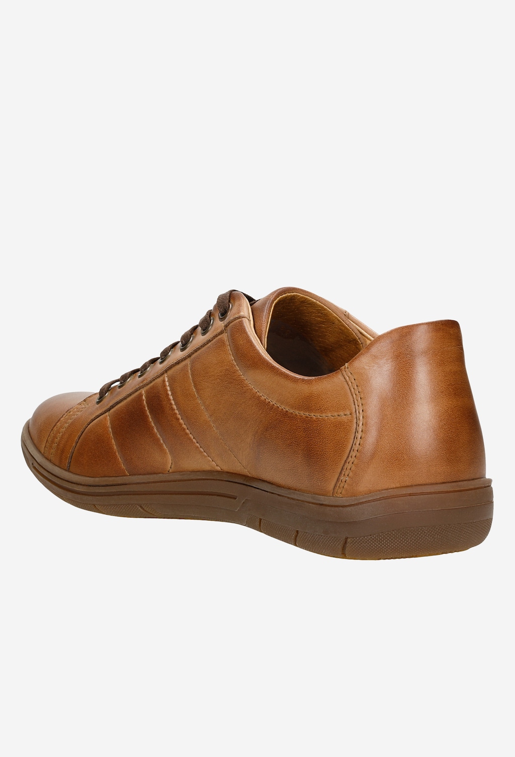 Jasnobrązowe półbuty męskie Wojas model 9080-53 z eleganckimi przeszyciami, widok z boku, pokazujący skórzane wykończenie i brązową podeszwę.