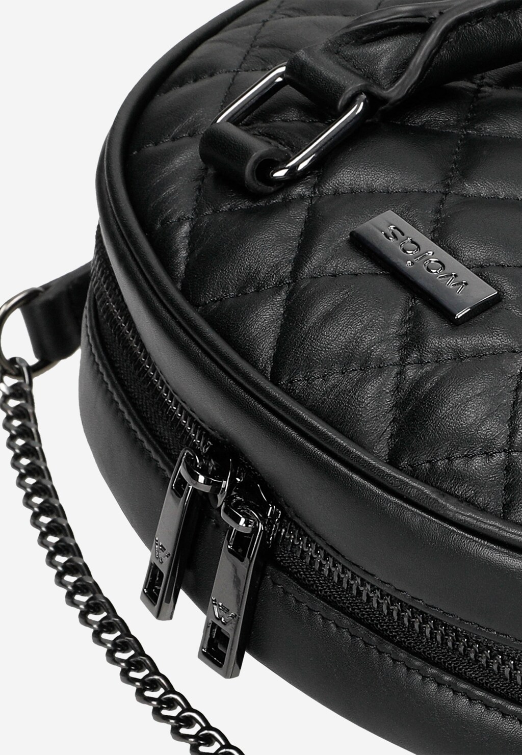 Polkruhová dámska kožená kabelka v obľúbenej čiernej farbe 98023-51 Widok 6