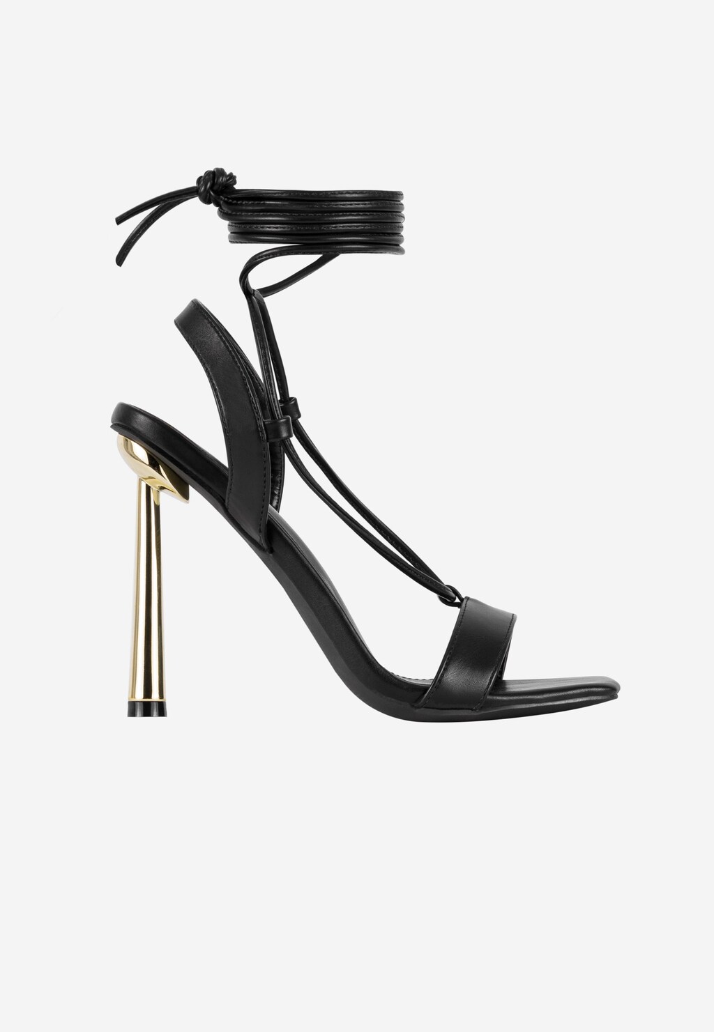 WJS czarne sandały damskie na wysokiej złotej szpilce WJS74056-51 Widok 2