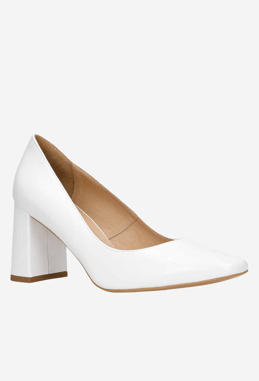Jemné biele dámske lodičky z luxusnej lícovej kože 35074-59 Widok 3