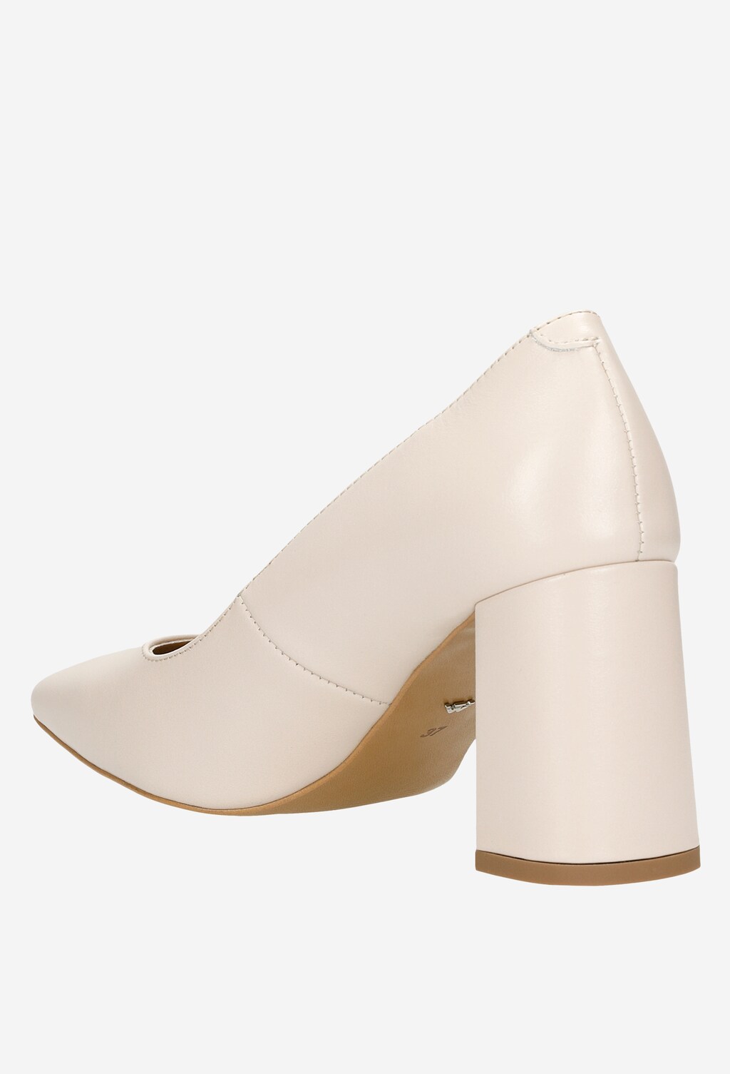 Delikatne czółenka damskie na słupku w kolorze beżowym 35074-54 Widok 4