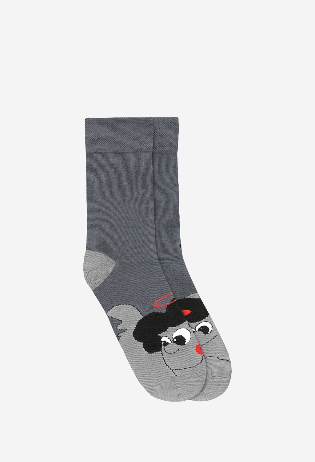Wysokie popielate skarpety męskie ze wzorem w aniołka i diabełka 97050-80 Widok 1