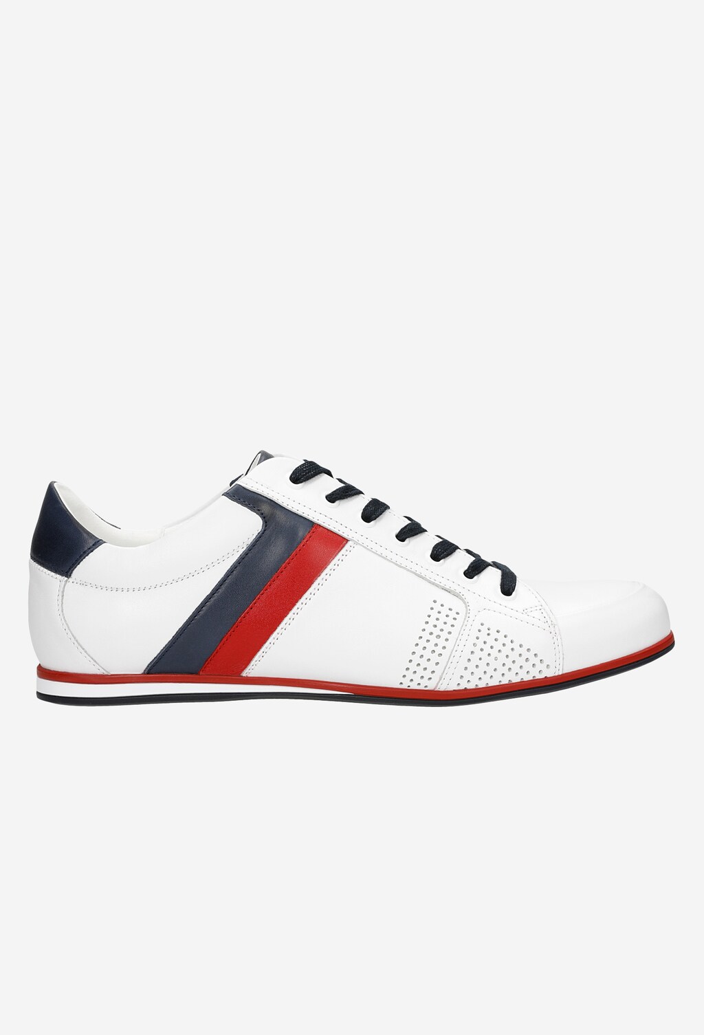 Białe sneakersy męskie z granatowymi i czerwonymi elementami 9017-50 Widok 2