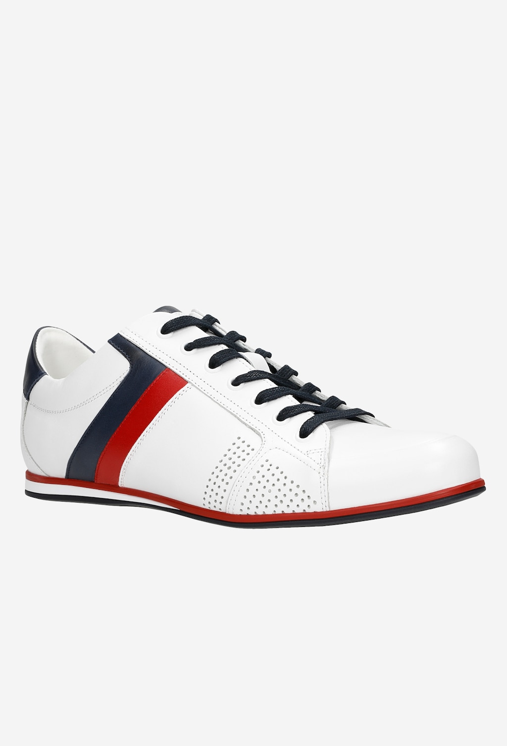 Białe sneakersy męskie z granatowymi i czerwonymi elementami 9017-50 Widok 3