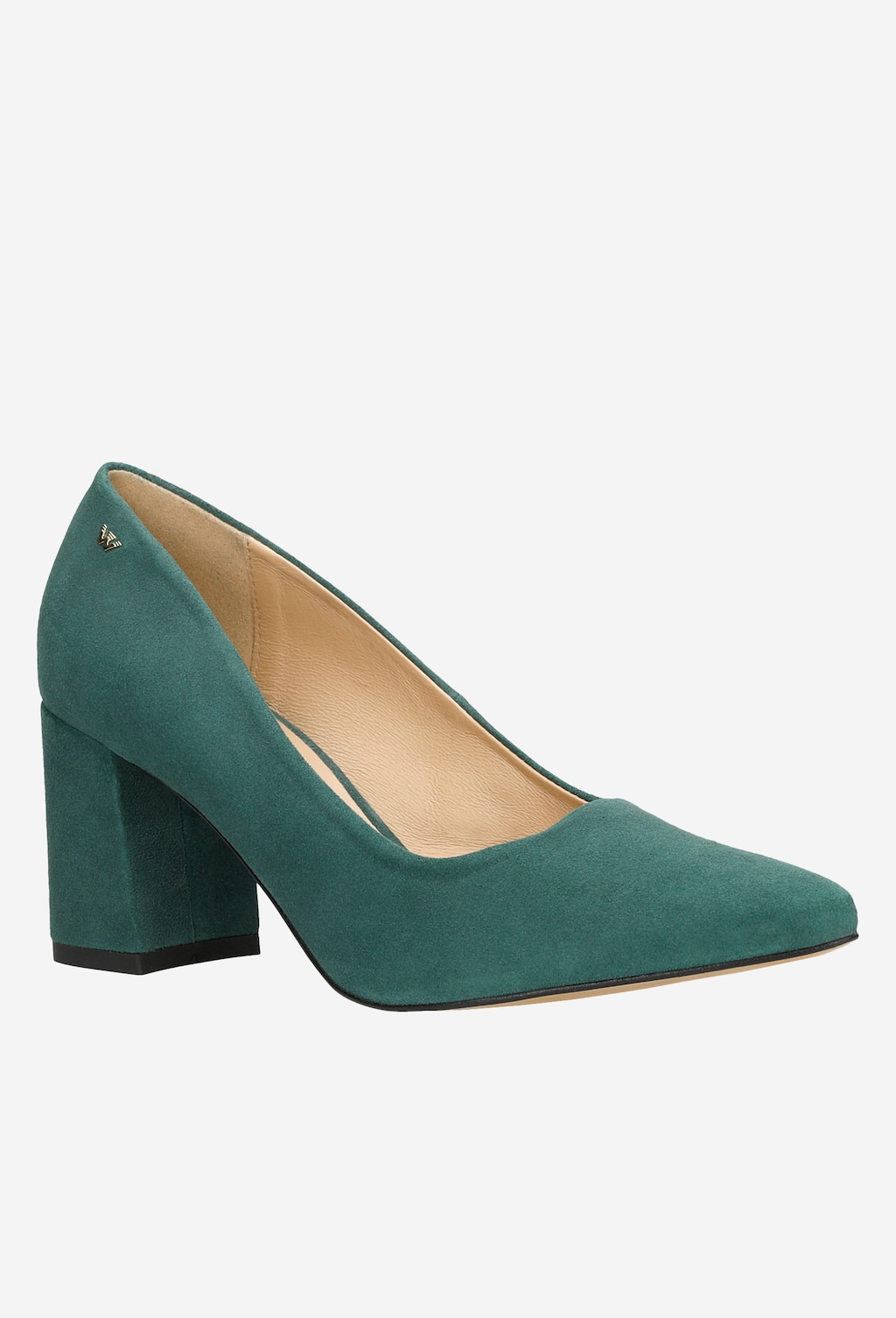 Zielone welurowe czółenka damskie na słupku 35027-67 Widok 3