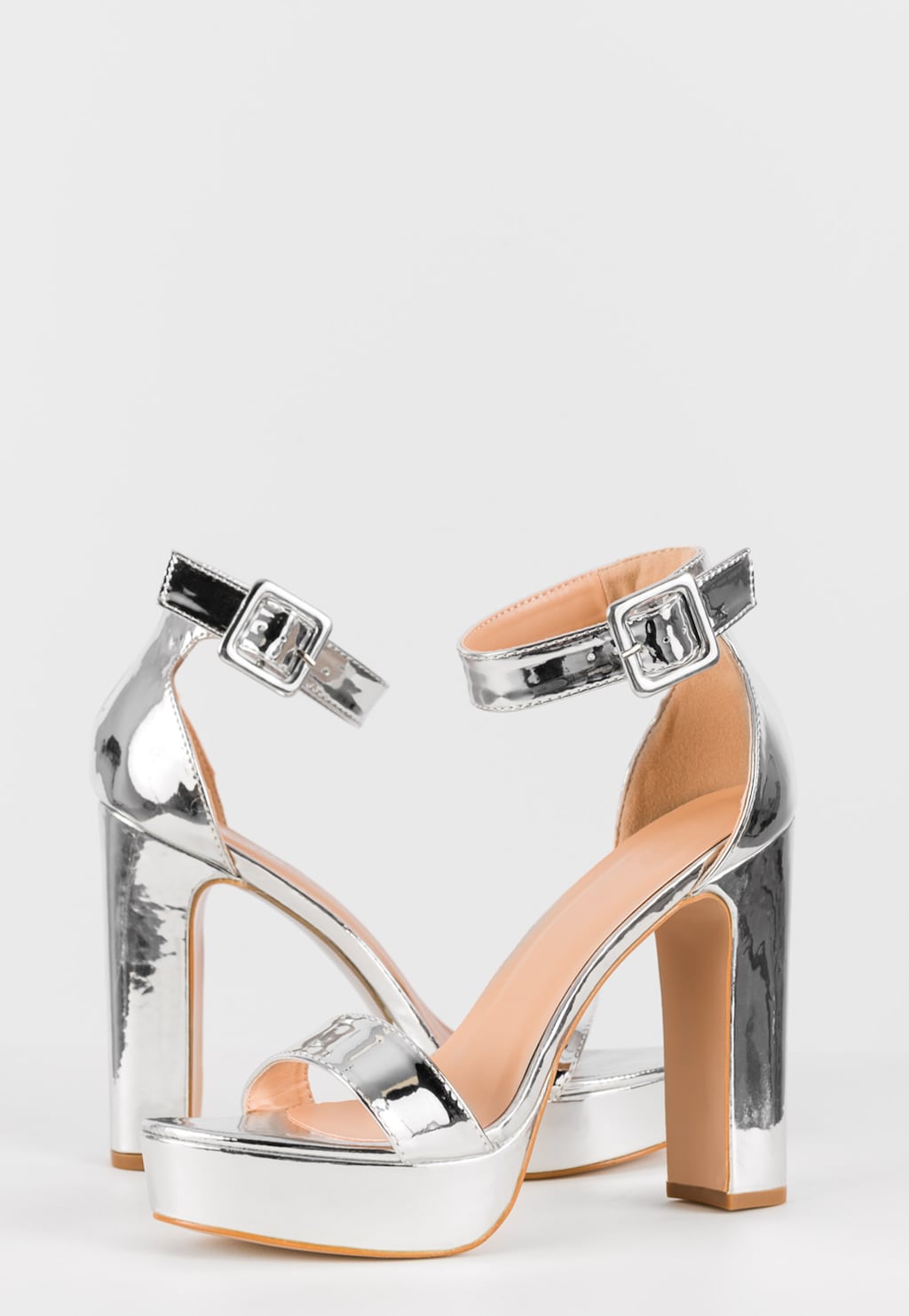 WJS wysokie srebrne sandały damskie WJS74059-59 Widok 4