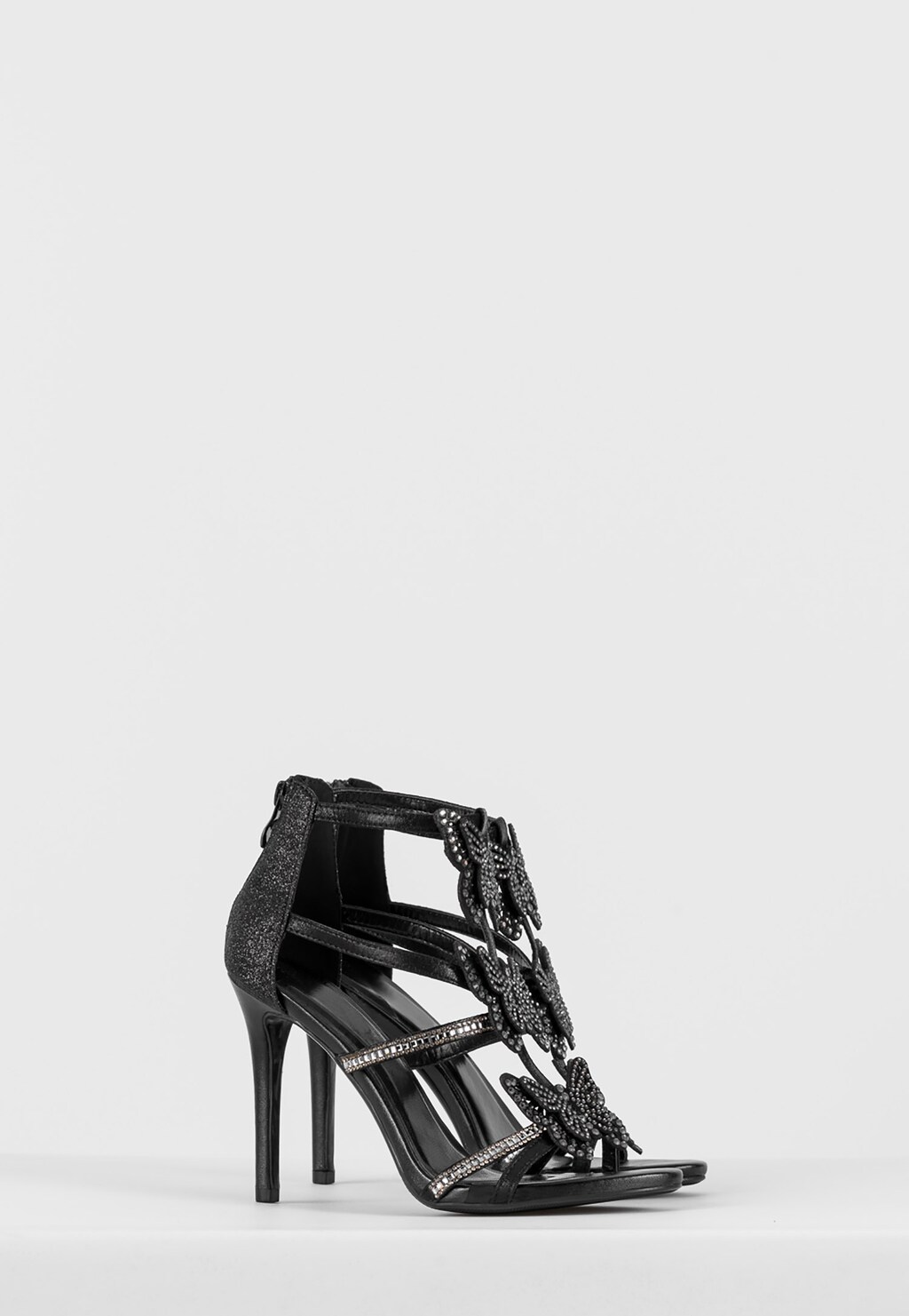 Vysoké čierne sandále dámske na rôzne príležitosti WJS74057-51 Widok 3
