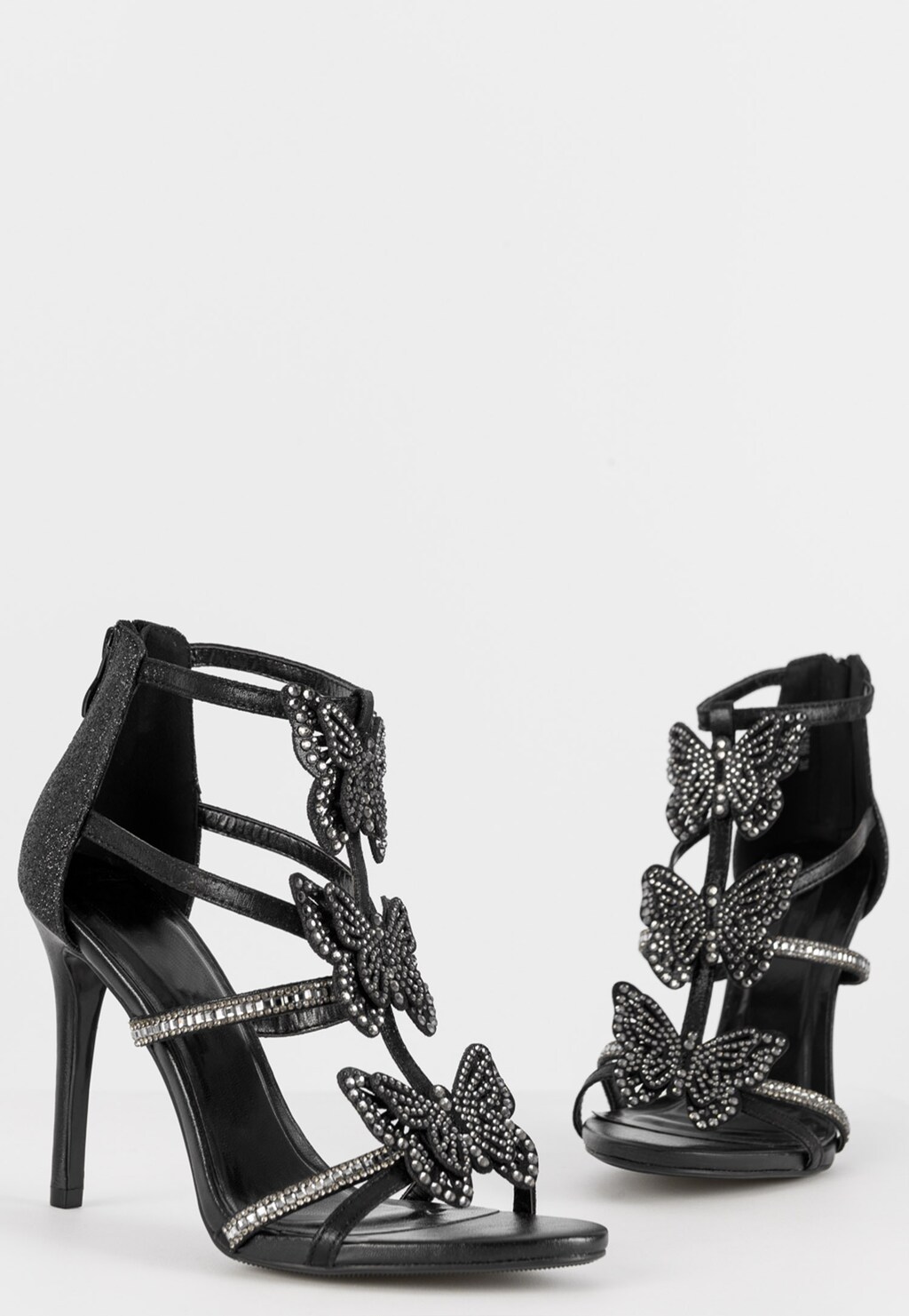 Vysoké čierne sandále dámske na rôzne príležitosti WJS74057-51 Widok 4