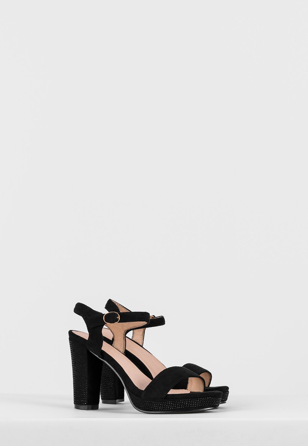 WJS czarne sandały damskie z kryształkami na obcasie i platformie WJS74054-61 Widok 3